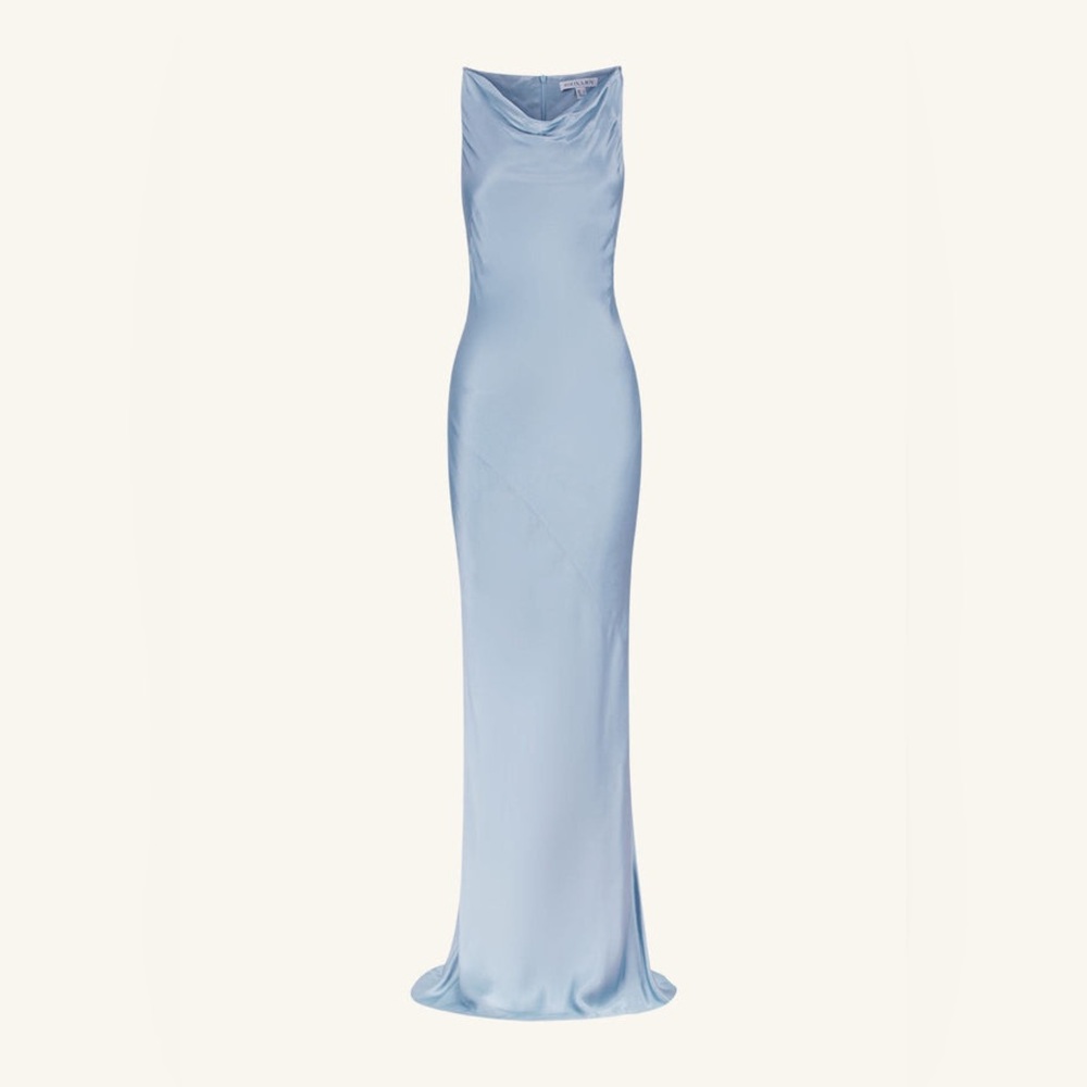 Shona Joy La Lune High Neck Cowl Maxi Dress - Powder Blue size 2